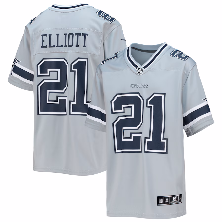 Youth Dallas Cowboys Ezekiel Elliott Nike Silver Inverted Team Game Jersey - Ujersey Shop