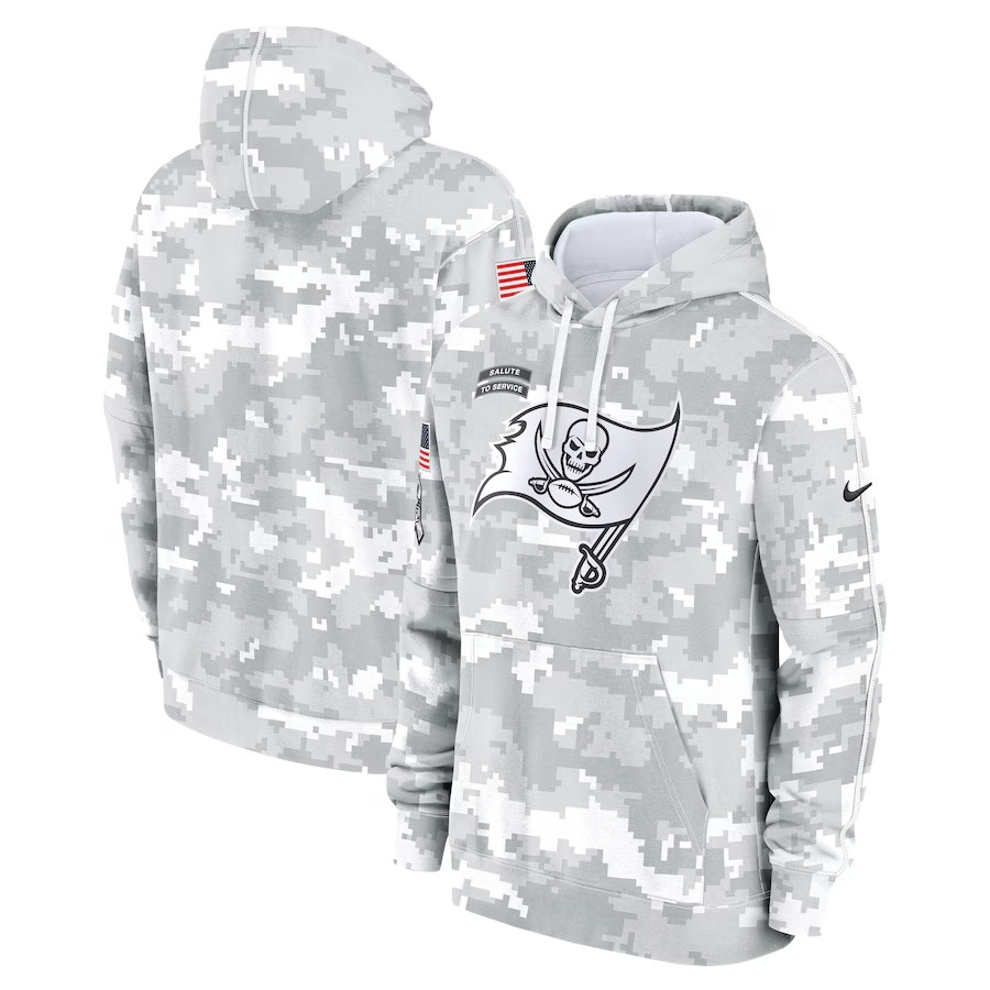 Men's Tampa Bay Buccaneers Nike Arctic Camo 2024 Salute to Service Club Fleece Pullover Hoodie - Ujersey Shop