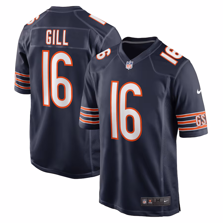 Men's Chicago Bears Trenton Gill Nike Navy Game Player Jersey - Ujersey Shop