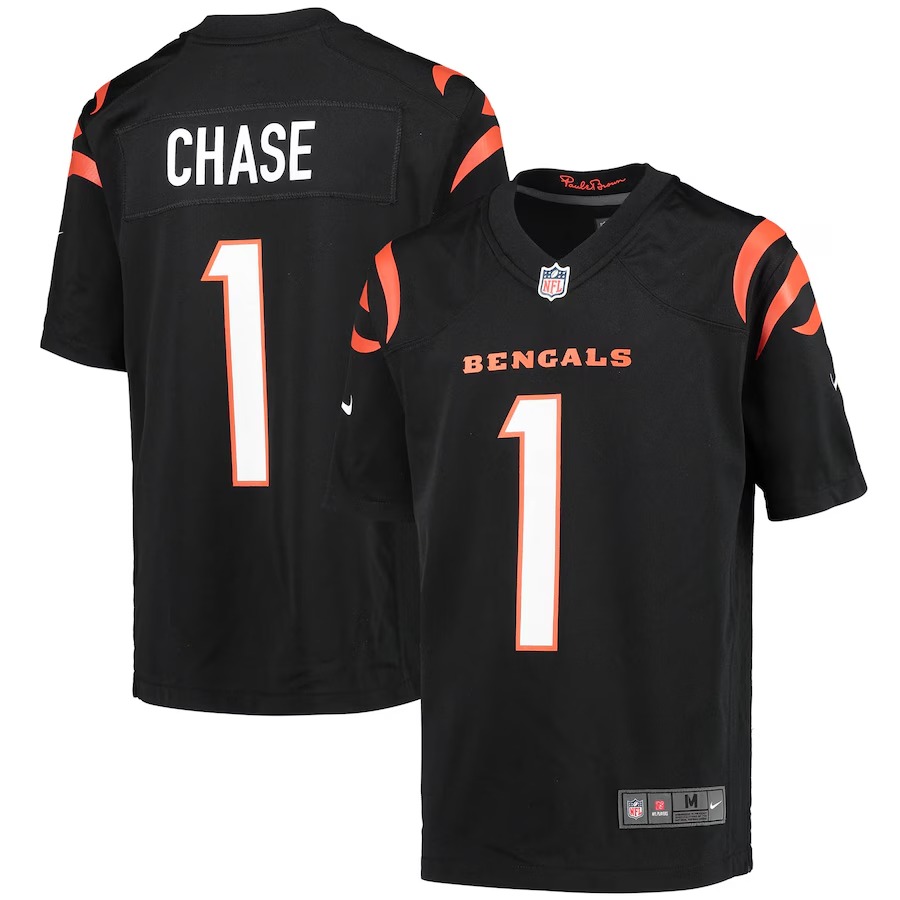 Youth Cincinnati Bengals Ja'Marr Chase Nike Black Game Jersey - Ujersey Shop