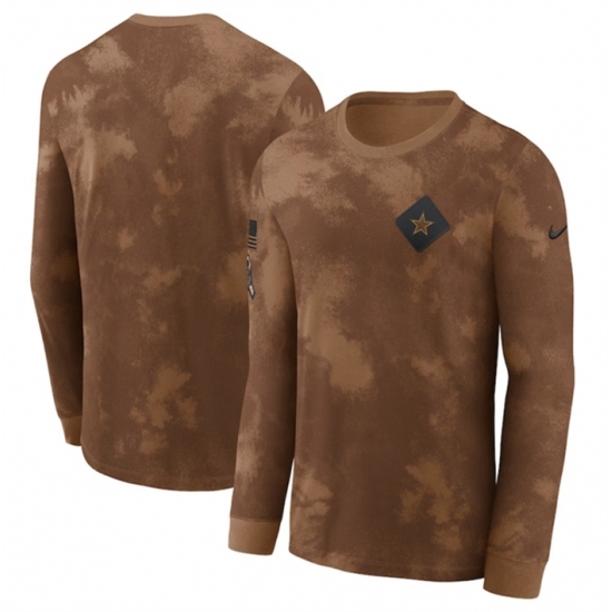 Men's Dallas Cowboys 2023 Brown Salute To Service Long Sleeve T Shirt - Ujersey Shop