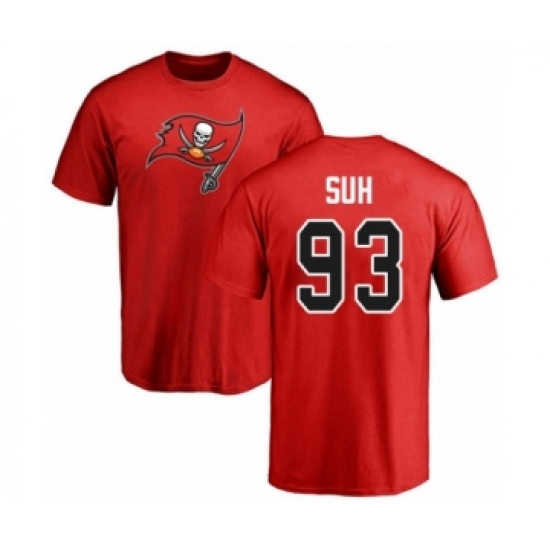 Football Tampa Bay Buccaneers #93 Ndamukong Suh Red Name & Number Logo T-Shirt - Ujersey Shop