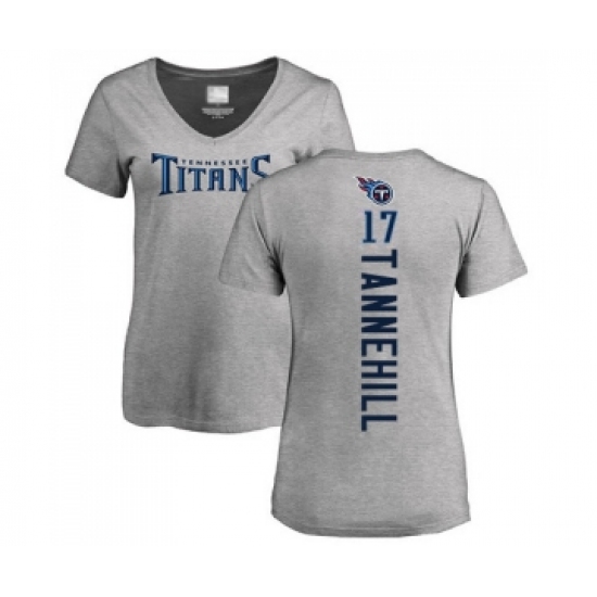 Football Women's Tennessee Titans #17 Ryan Tannehill Ash Backer T-Shirt - Ujersey Shop