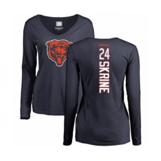Football Women's Chicago Bears #24 Buster Skrine Navy Blue Backer Long Sleeve T-Shirt - Ujersey Shop