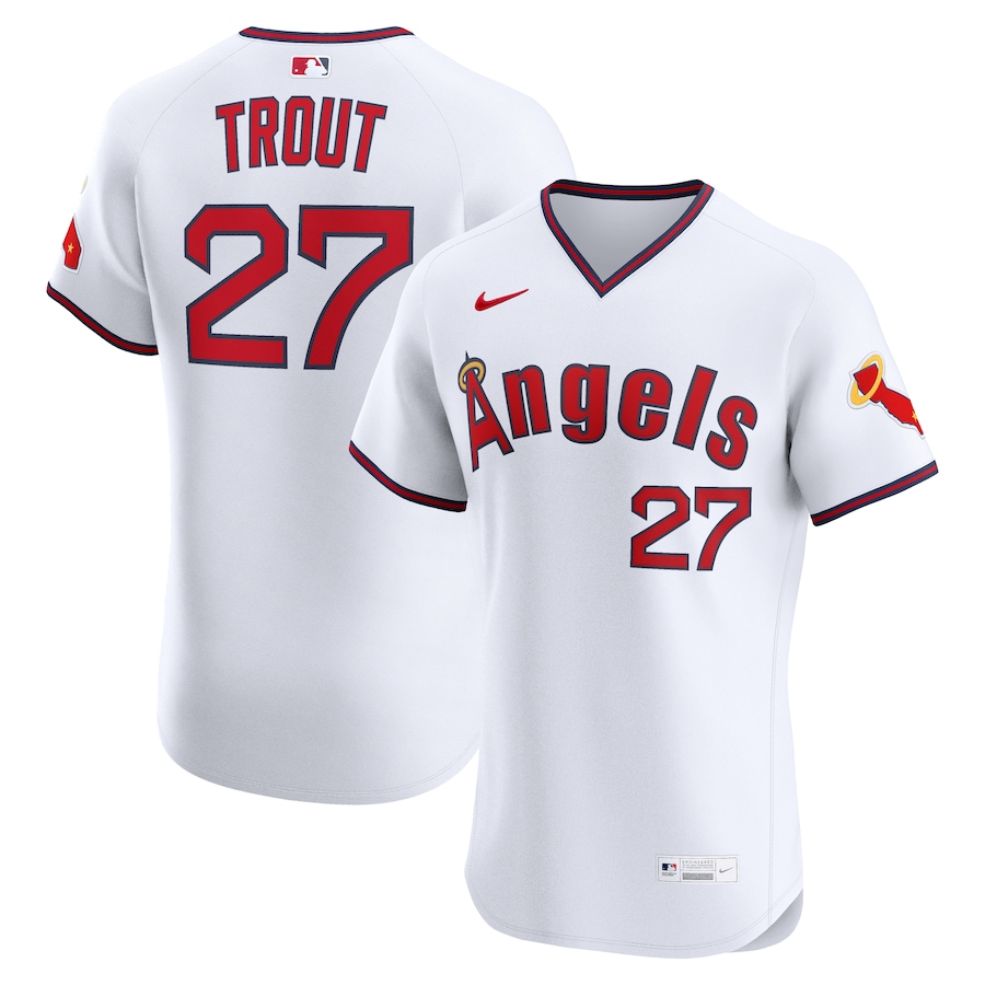 Men's Los Angeles Angels Mike Trout Nike White Alternate 2 Elite Jersey - Ujersey Shop