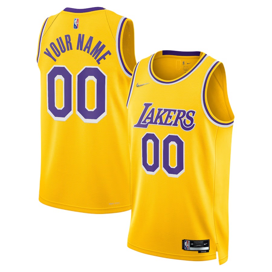 Men's Los Angeles Lakers Nike Gold 2021/22 Diamond Swingman Custom Jersey - Icon Edition - Ujersey Shop