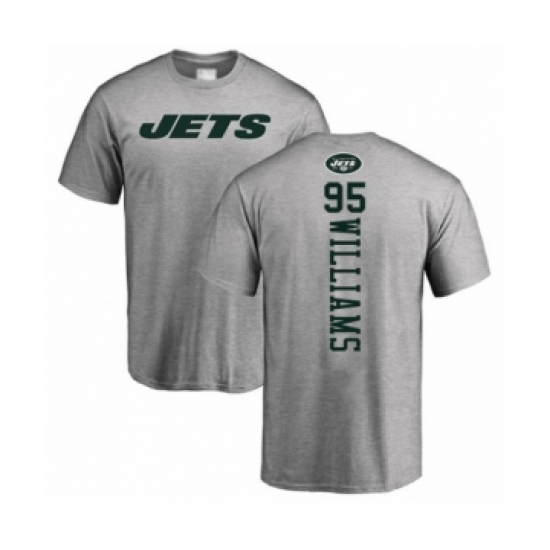 Football New York Jets #95 Quinnen Williams Ash Backer T-Shirt - Ujersey Shop