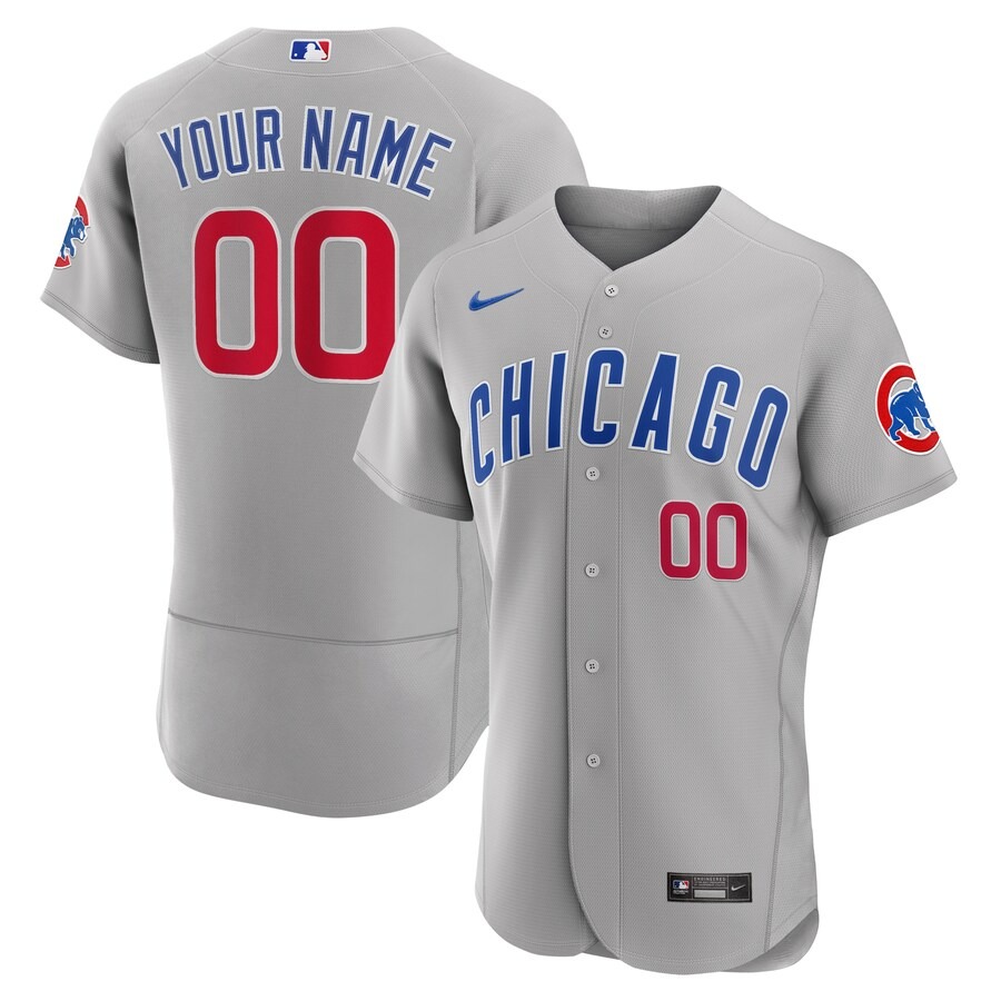 Men's Chicago Cubs Nike Gray Road Authentic Custom Jersey - Ujersey Shop