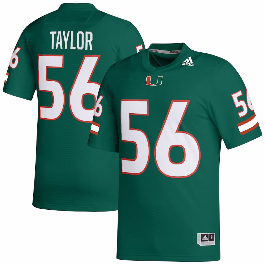 Leonard Taylor Miami Hurricanes adidas NIL Football Player Jersey - Green - Ujersey Shop