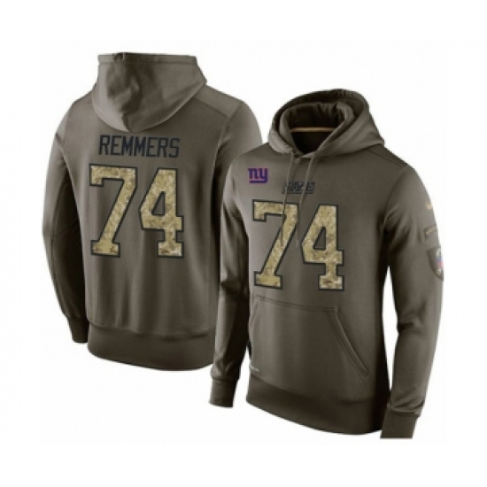 Football Men's New York Giants #74 Mike Remmers Green Salute To Service Pullover Hoodie - Ujersey Shop