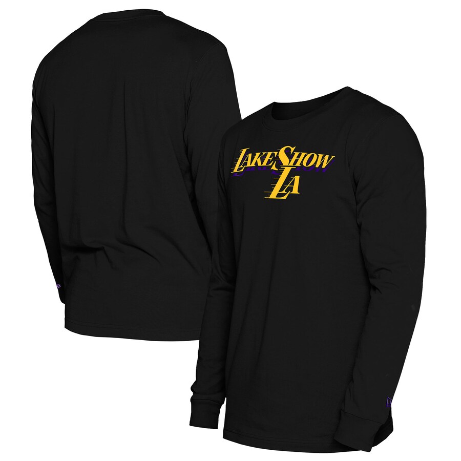Men's Los Angeles Lakers  New Era Black 2024/25 City Edition Long Sleeve T-Shirt - Ujersey Shop