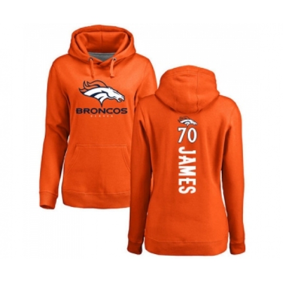 Football Women's Denver Broncos #70 Ja'Wuan James Orange Backer Pullover Hoodie - Ujersey Shop