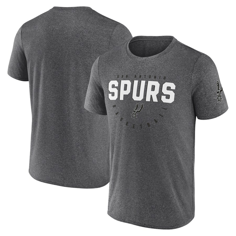 Men's San Antonio Spurs Heather Charcoal Block Practice Performance T-Shirt - Ujersey Shop