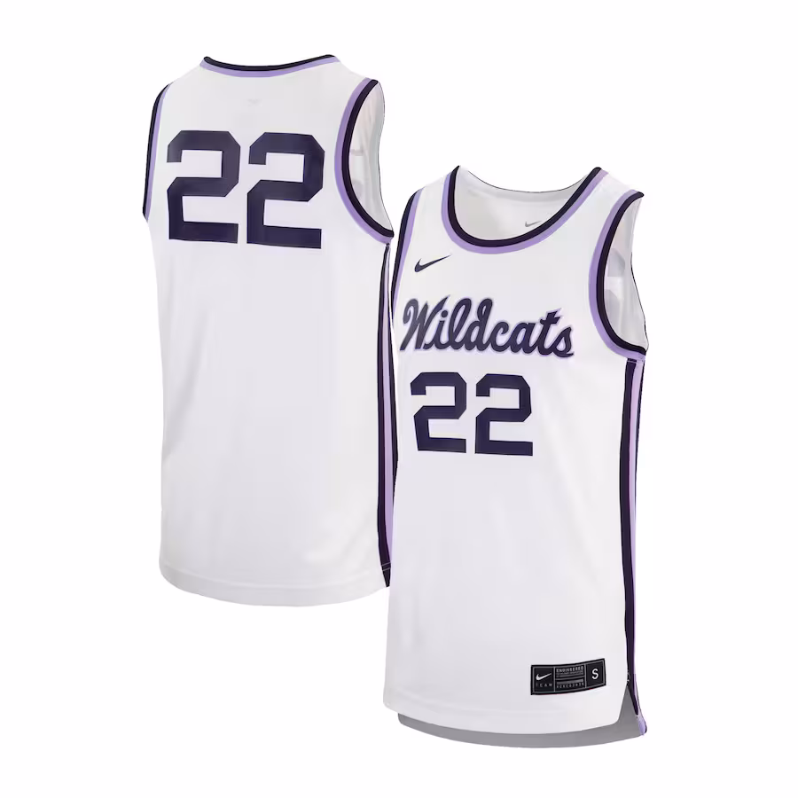 #22 Kansas State Wildcats Nike Replica Basketball Jersey - White - Ujersey Shop