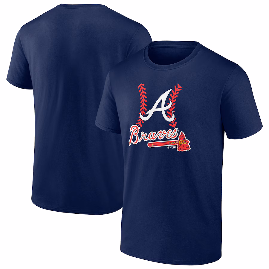 Men's Atlanta Braves Navy Fastball T-Shirt - Ujersey Shop