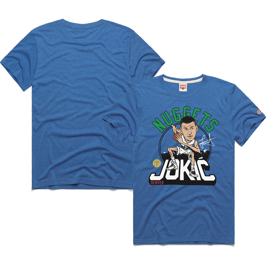 Unisex Denver Nuggets Nikola Jokic Homage Blue 2024/25 City Edition Caricature Tri-Blend T-Shirt - Ujersey Shop