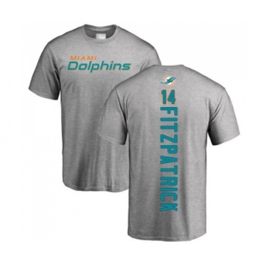 Football Miami Dolphins #14 Ryan Fitzpatrick Ash Backer T-Shirt - Ujersey Shop