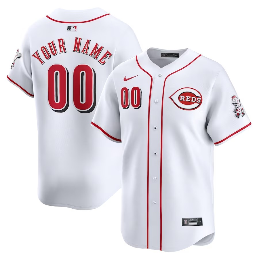 Men's Cincinnati Reds Nike White Home Limited Custom Jersey - Ujersey Shop