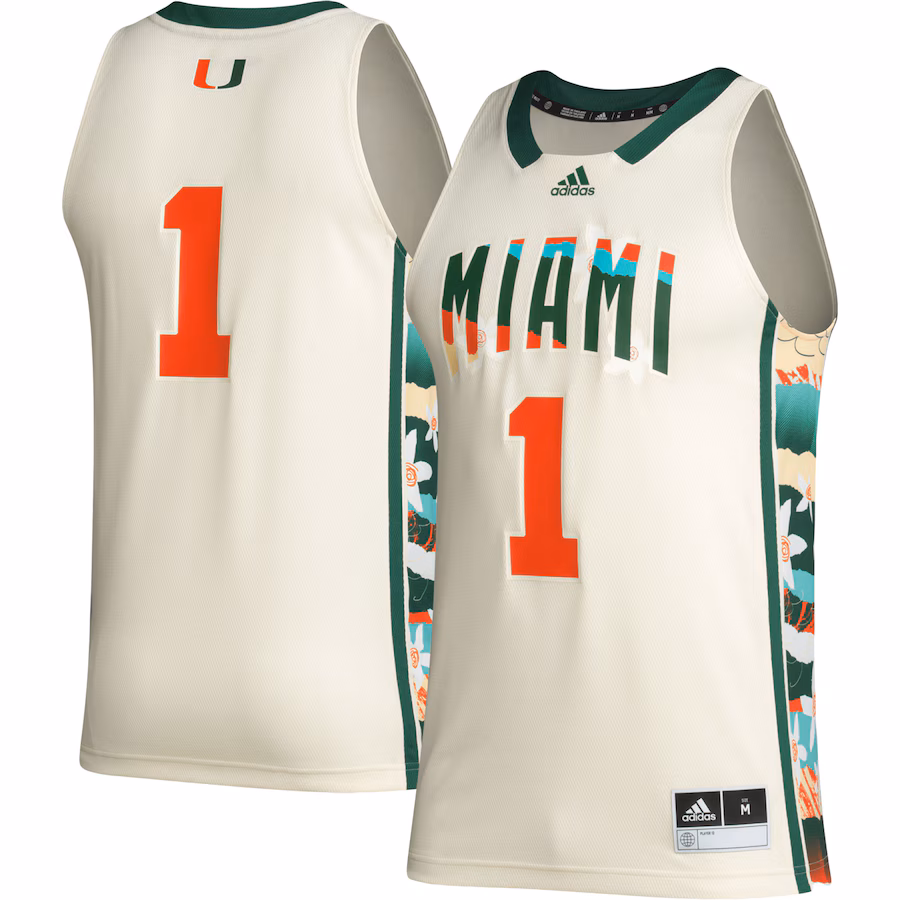Men's adidas #1 Khaki Miami Hurricanes Honoring Black Excellence Basketball Jersey - Ujersey Shop