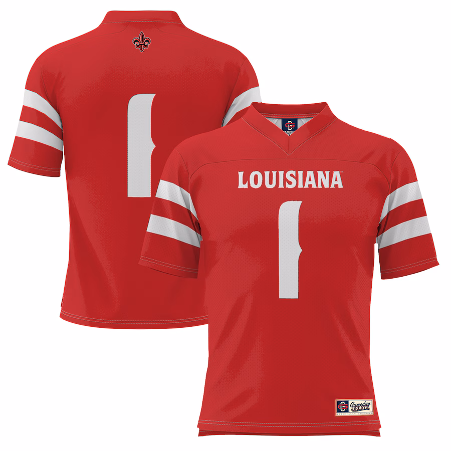 Men's GameDay Greats #1 Red Louisiana Ragin' Cajuns Football Jersey - Ujersey Shop
