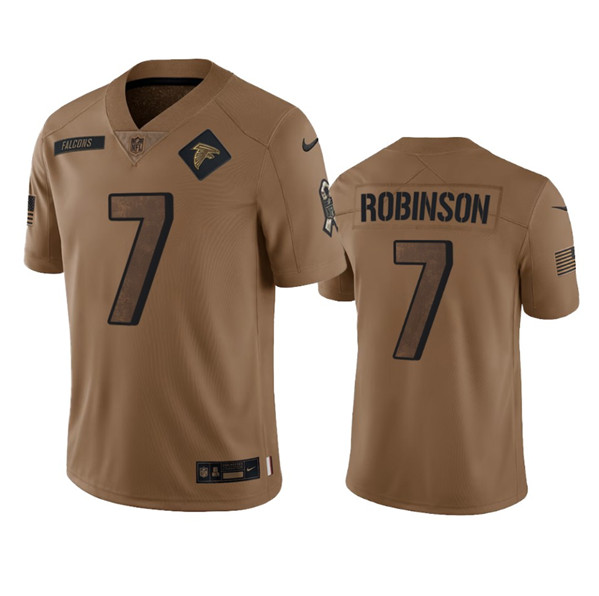 Men's Atlanta Falcons #7 Bijan Robinson 2023 Brown Salute To Setvice Limited Football Stitched Jersey - Ujersey Shop