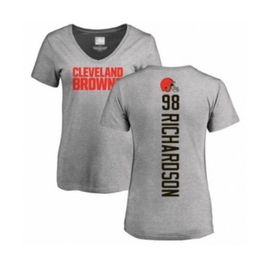 Football Women's Cleveland Browns #98 Sheldon Richardson Ash Backer V-Neck T-Shirt - Ujersey Shop