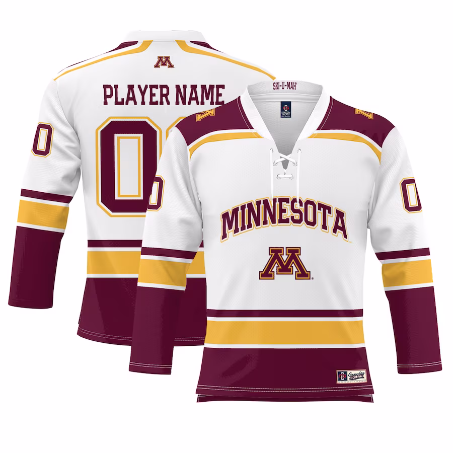 Minnesota Golden Gophers GameDay Greats NIL Pick-A-Player Hockey Jersey - White - Ujersey Shop