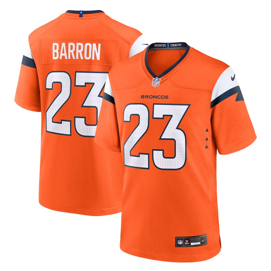 Men's Denver Broncos Jahdae Barron Nike Orange Team Game Jersey - Ujersey Shop