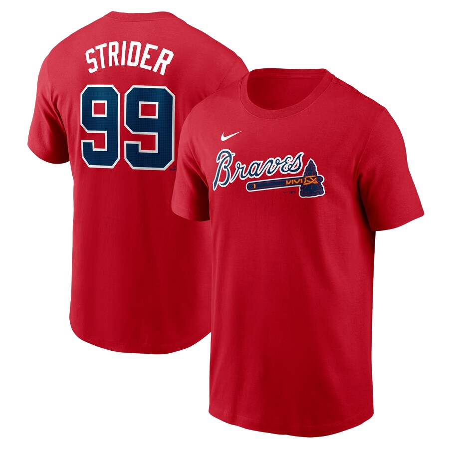 Men's Atlanta Braves Spencer Strider Nike Red Fuse Name & Number T-Shirt - Ujersey Shop