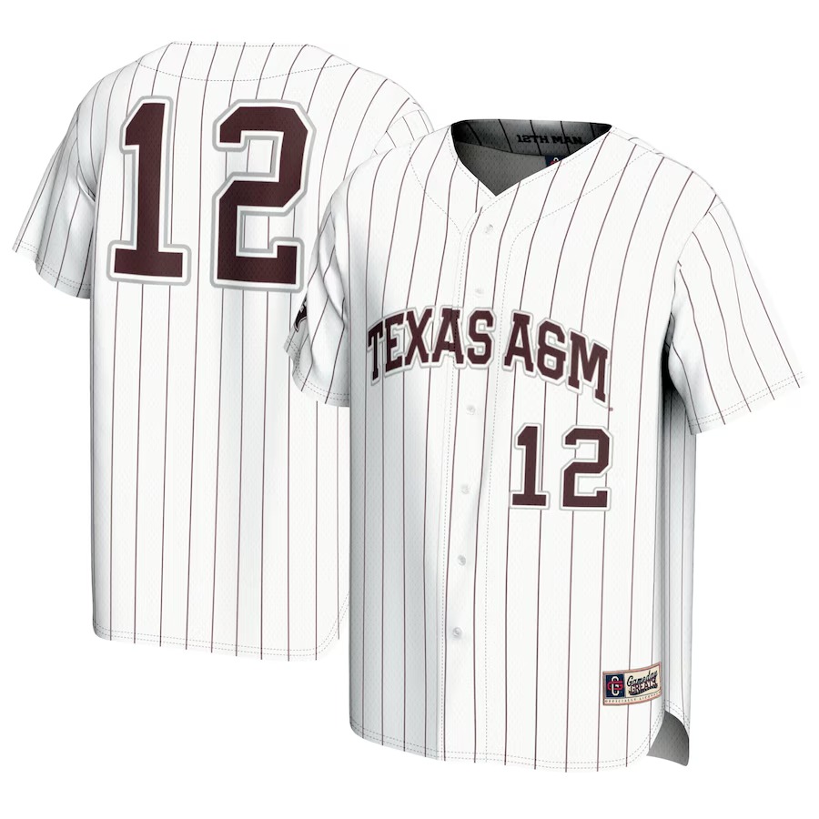 Youth GameDay Greats #12 White Texas A&M Aggies Baseball Lightweight Fashion Jersey - Ujersey Shop