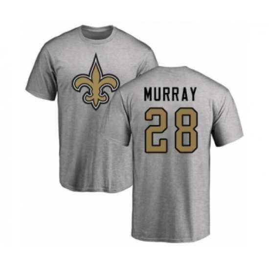 Football New Orleans Saints #28 Latavius Murray Ash Name & Number Logo T-Shirt - Ujersey Shop