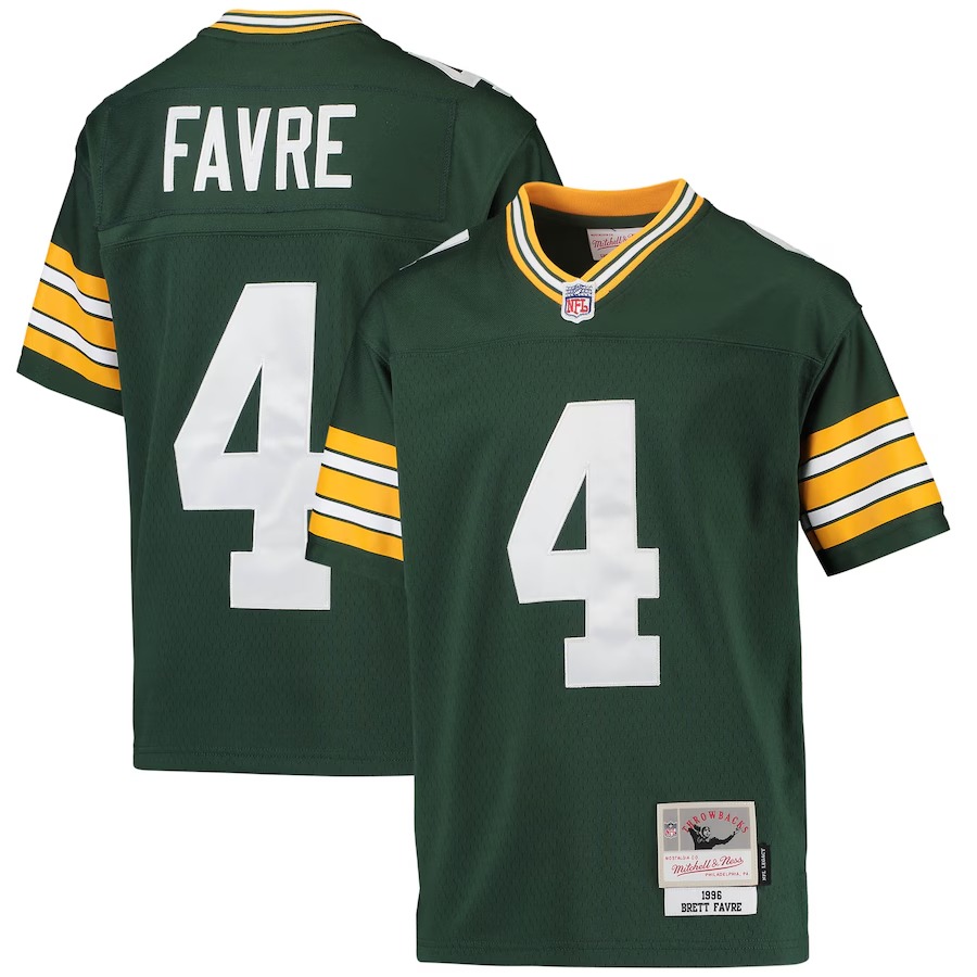 Youth Green Bay Packers Brett Favre Mitchell & Ness Green 1996 Retired Player Legacy Jersey - Ujersey Shop