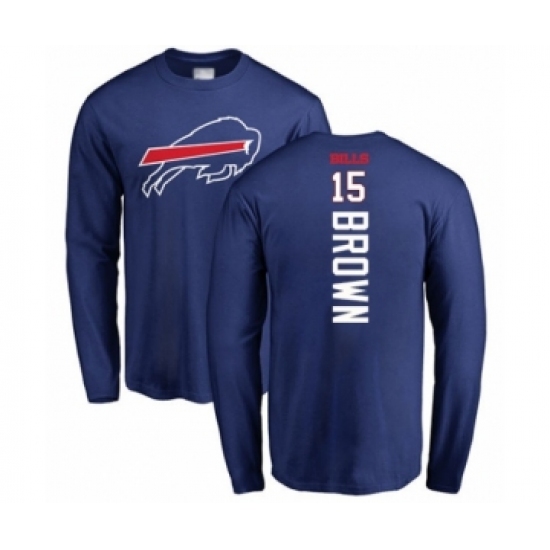 Football Buffalo Bills #15 John Brown Royal Blue Backer Long Sleeve T-Shirt - Ujersey Shop