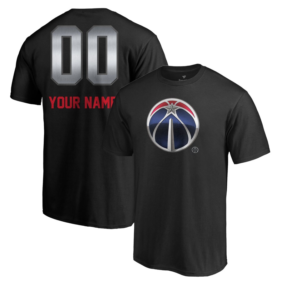 Men's Washington Wizards Black Midnight Mascot Personalized Name & Number T-Shirt - Ujersey Shop