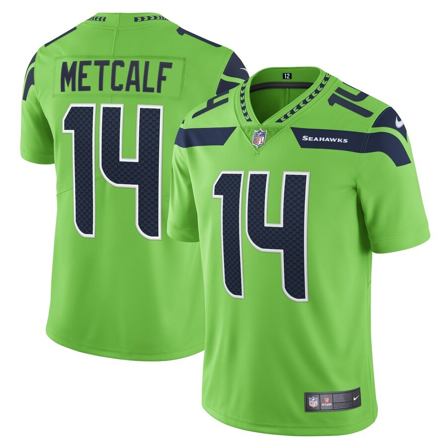 Men's Seattle Seahawks DK Metcalf Nike Neon Green Vapor Limited Player Jersey - Ujersey Shop