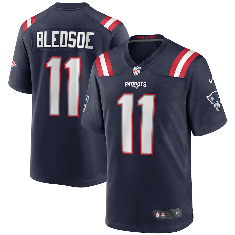 Men's New England Patriots Drew Bledsoe Nike Navy Game Retired Player Jersey - Ujersey Shop