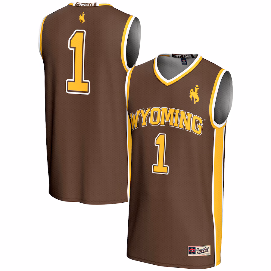 Men's GameDay Greats #1  Brown Wyoming Cowboys  Lightweight Basketball Jersey - Ujersey Shop