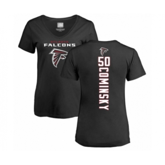 Football Women's Atlanta Falcons #50 John Cominsky Black Backer T-Shirt - Ujersey Shop