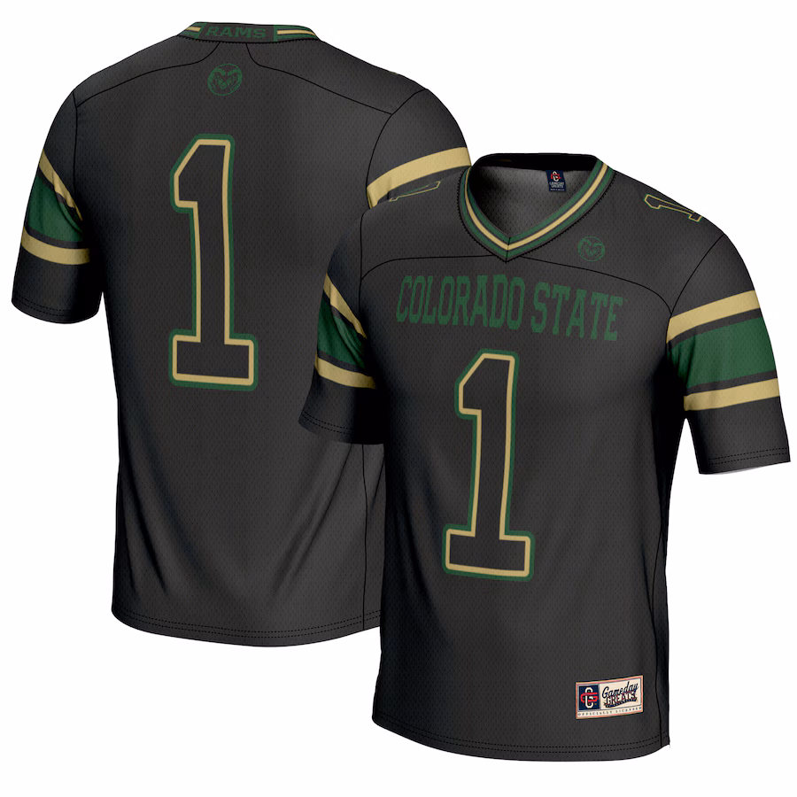 Men's GameDay Greats #1 Black Colorado State Rams Endzone Football Jersey - Ujersey Shop