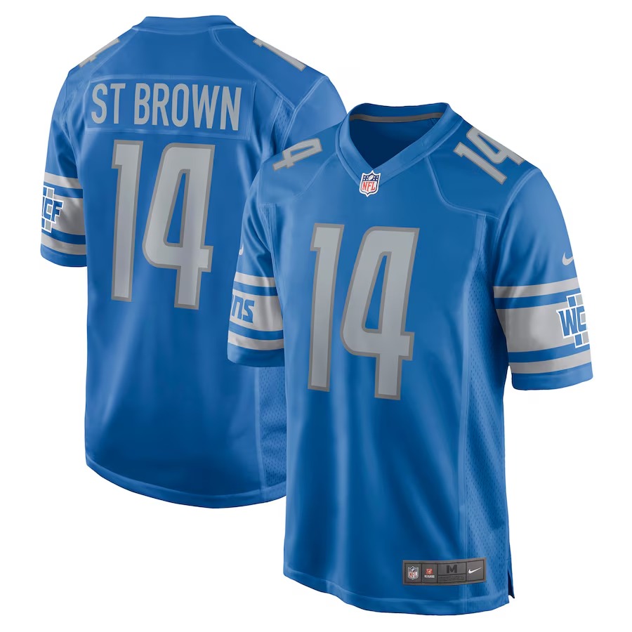 Men's Detroit Lions Amon-Ra St. Brown Nike Blue Game Player Jersey - Ujersey Shop