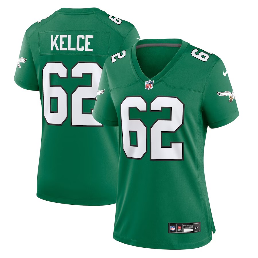 Women's Philadelphia Eagles Jason Kelce Nike Kelly Green Player Jersey - Ujersey Shop