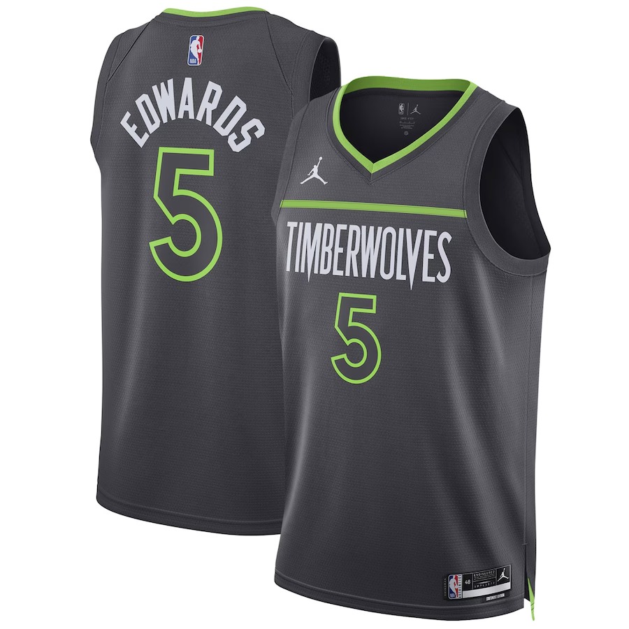 Unisex Minnesota Timberwolves Anthony Edwards Jordan Brand Charcoal Swingman Jersey - Statement Edition - Ujersey Shop