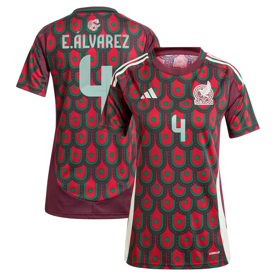 Women's Mexico National Team Edson Alvarez adidas Burgundy 2024 Home Replica Player Jersey - Ujersey Shop