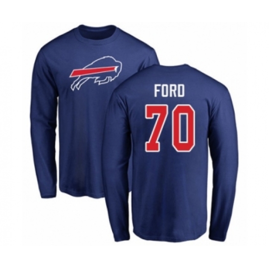 Football Buffalo Bills #70 Cody Ford Royal Blue Name & Number Logo Long Sleeve T-Shirt - Ujersey Shop
