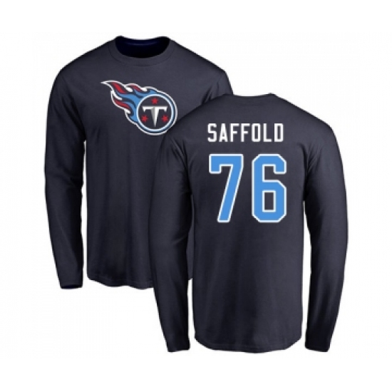 Football Tennessee Titans #76 Rodger Saffold Navy Blue Name & Number Logo Long Sleeve T-Shirt - Ujersey Shop