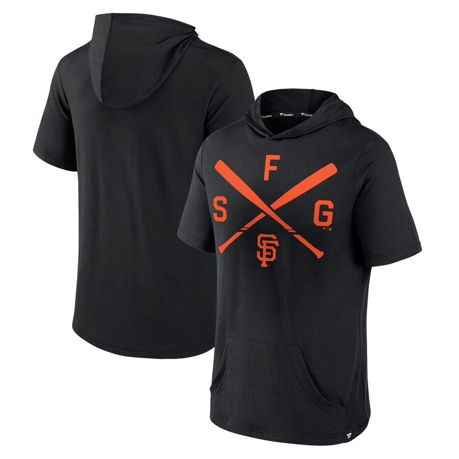 Men's San Francisco Giants Fanatics Black Iconic Rebel Short Sleeve Hooded Top - Ujersey Shop