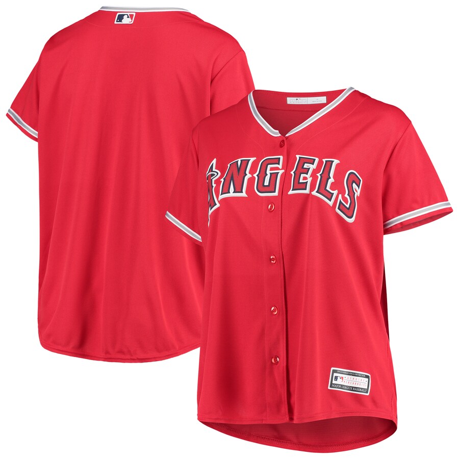 Women's Los Angeles Angels Red Plus Size Alternate Replica Team Jersey - Ujersey Shop