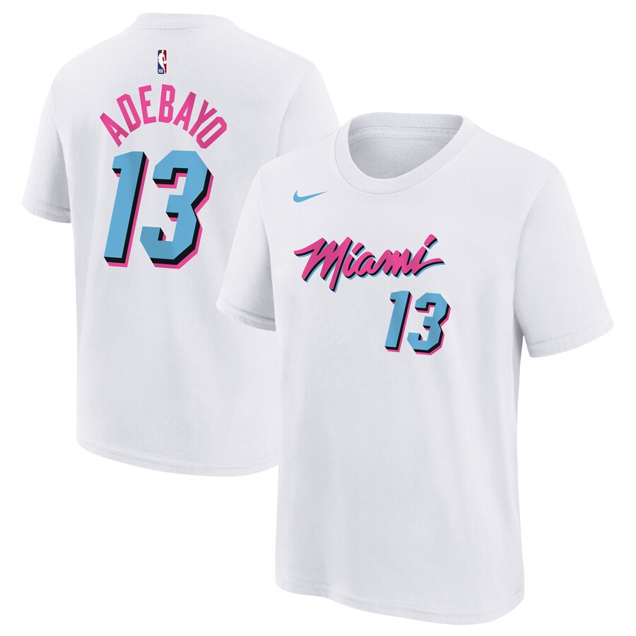 Youth Miami Heat Bam Adebayo Nike White 2024/25 City Edition Name & Number T-Shirt - Ujersey Shop
