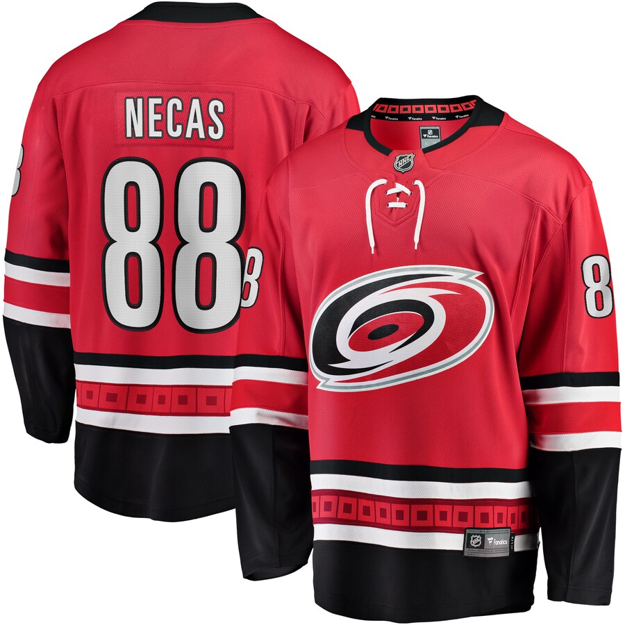 Men's Carolina Hurricanes Martin Necas Fanatics Branded Red Alternate Breakaway Player Jersey - Ujersey Shop