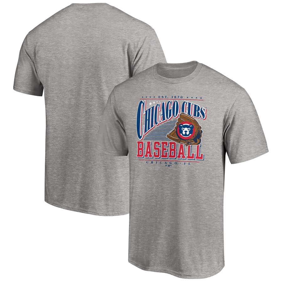 Men's Chicago Cubs Heather Gray Cooperstown Collection Winning Time T-Shirt - Ujersey Shop